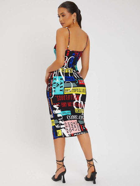 Nicki's Rotation print backless bodycon - What's Your Chic