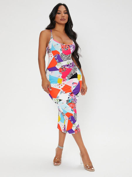 High Expectations patchwork cami bodycon - What's Your Chic