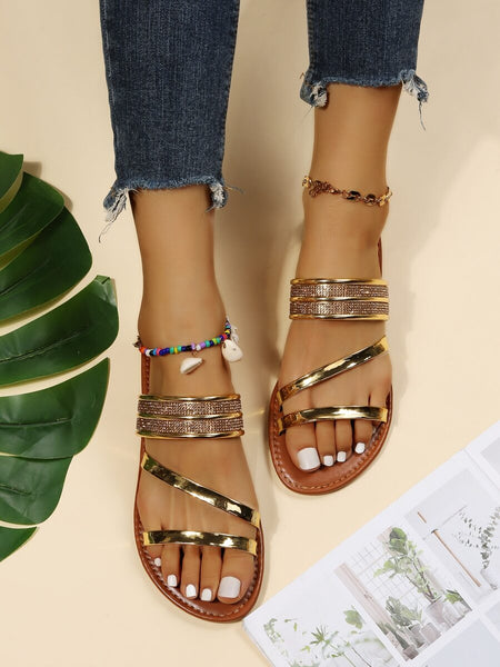 Rhinestone Slide Sandals - What's Your Chic