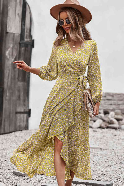 Floral Tied Swing Maxi Dress - What's Your Chic