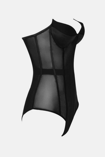 Strapless Spliced Mesh Teddy - What's Your Chic